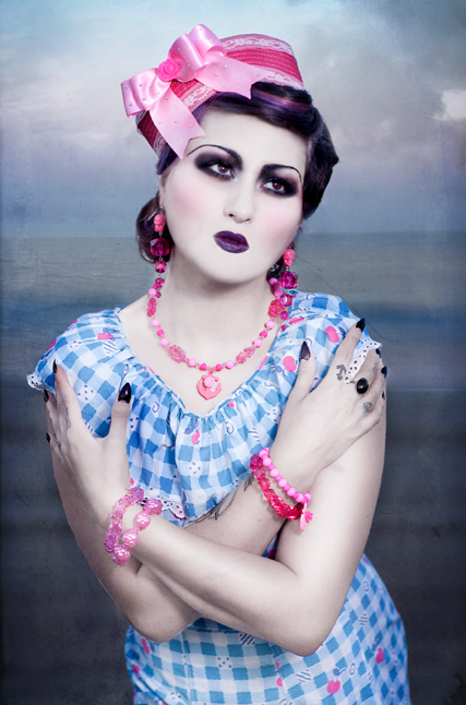 Female model photo shoot of Goraline Accessories in Santa Monica, CA