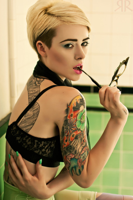 Female model photo shoot of Makeup by Leigh Ann and Alysha Nett by RedrumCollaboration
