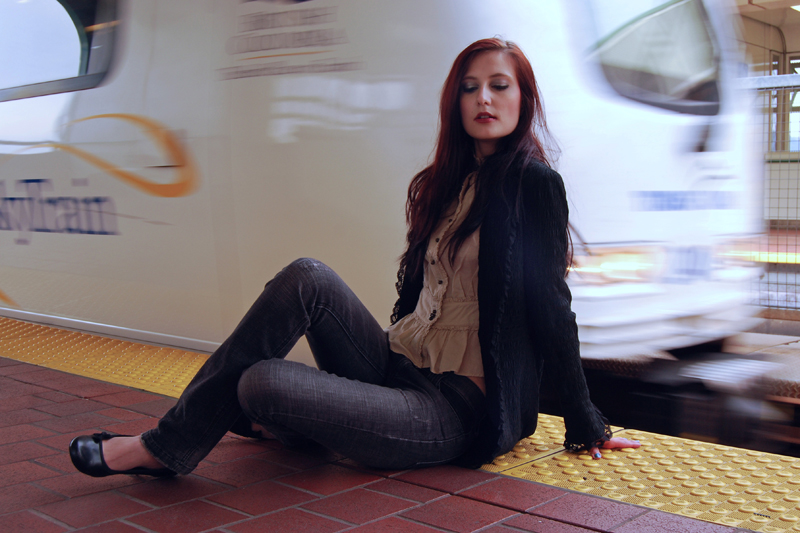 Male and Female model photo shoot of dgwilson photography and Mihola Terzik in Nanaimo Skytrain Station, Vancouver, BC