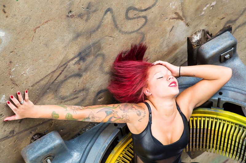 Female model photo shoot of Michelle Marie Iscovitz in Coal breaker