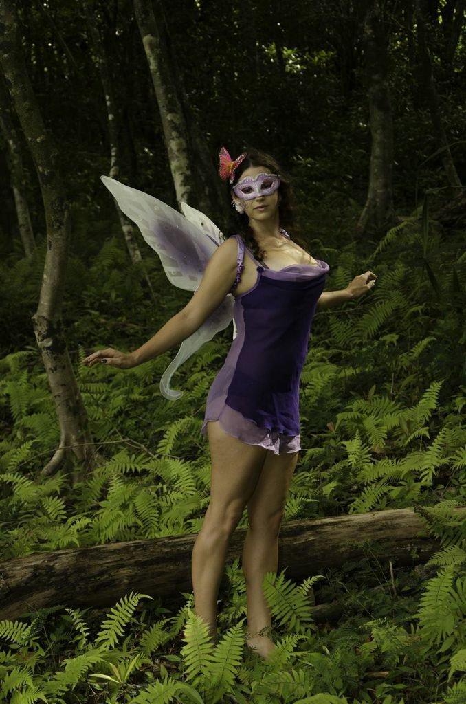Female model photo shoot of Misted Forest