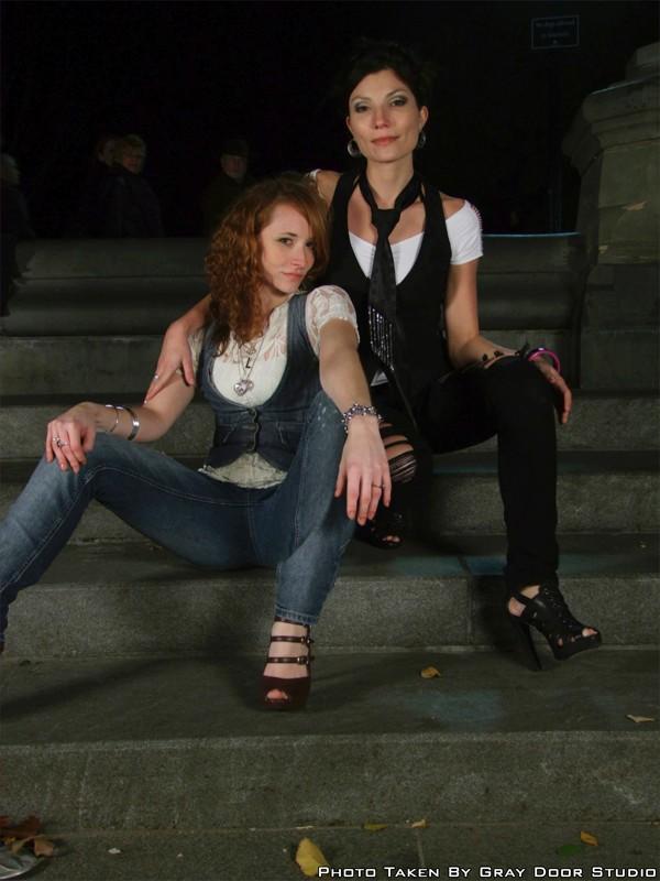 Female model photo shoot of Steph Riker and asilentlavine by Gray Door Studio in NYC Washington Square Park, makeup by Giselle Santana