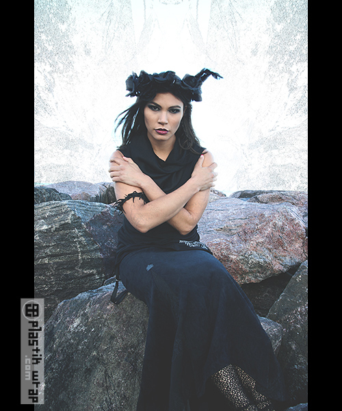 Female model photo shoot of Adriana Fulop, clothing designed by Plastik Wrap