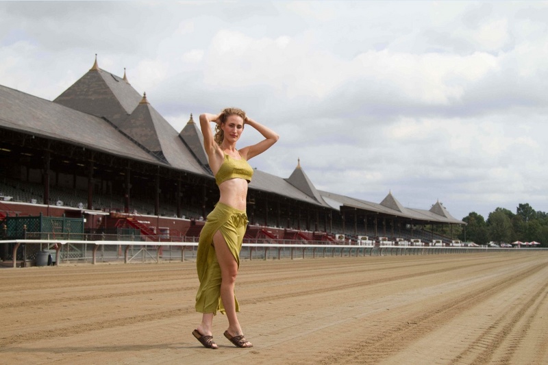 Female model photo shoot of Lauren_Price in The straightaway, Saratoga Springs race track