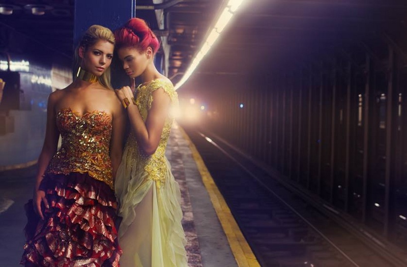 Female model photo shoot of Sol In The City in New York Subway System