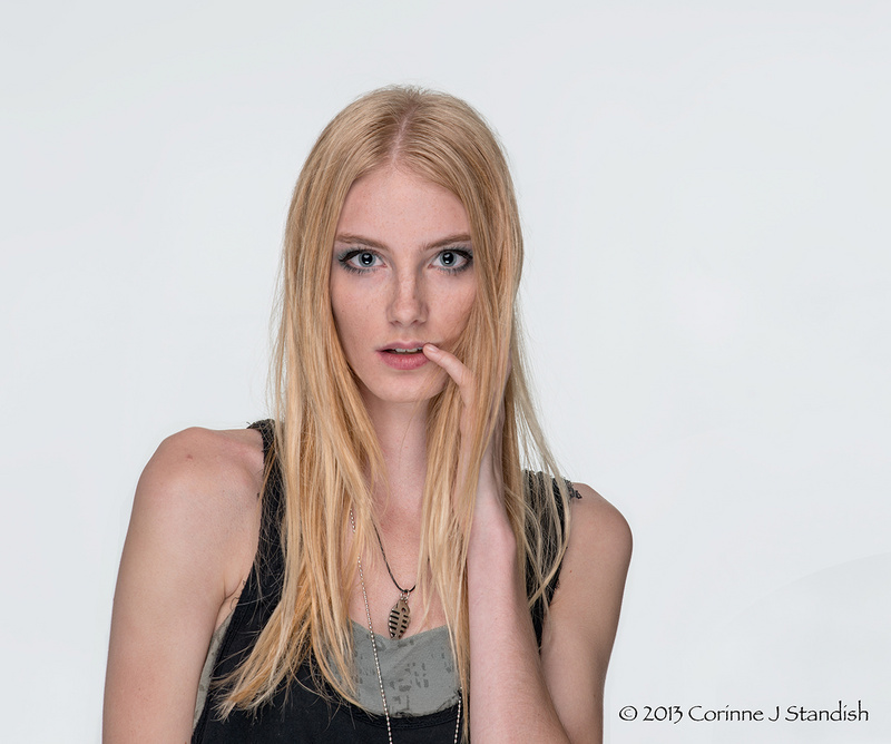 Female model photo shoot of CJ Standish  in Studio