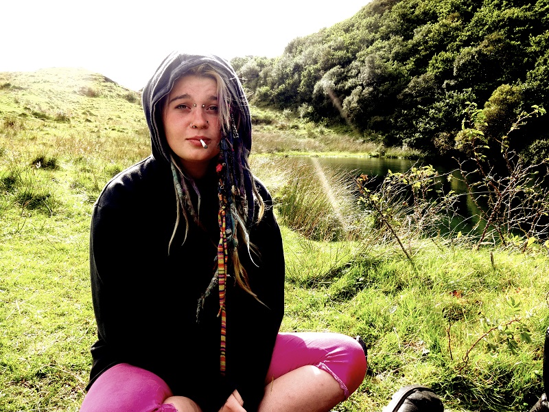 Female model photo shoot of Peroxide Socks in Faerie Pools, Isle Of Skye
