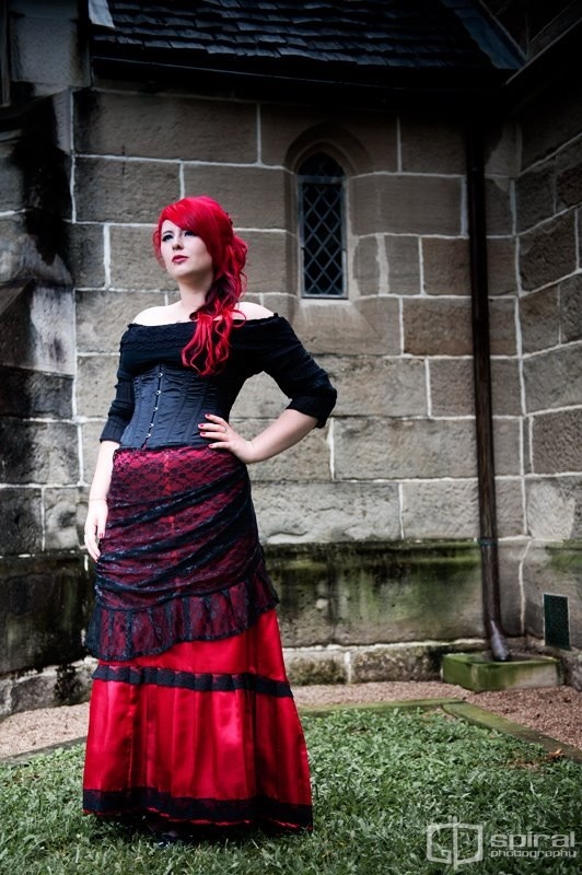 Female model photo shoot of Scarlette Red in On location- St Andrew's church, Brisbane