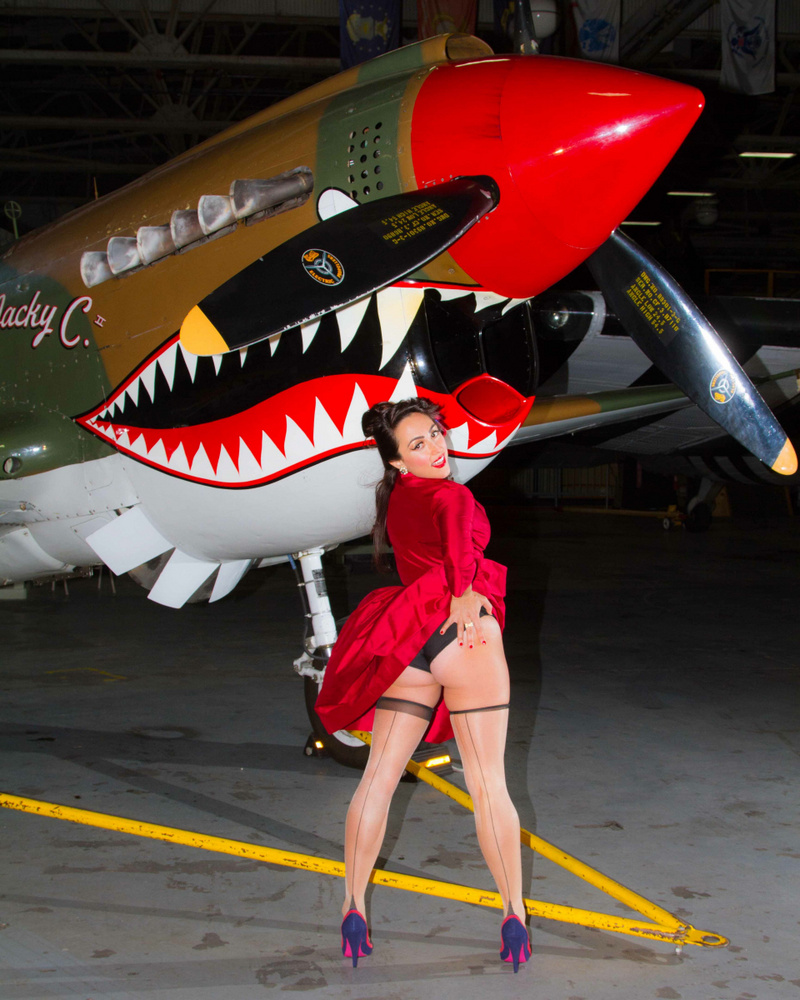 Female model photo shoot of Page Taylor in New York Airpower Museum, Farmingdale, NY, wardrobe styled by Jessica Rose Style