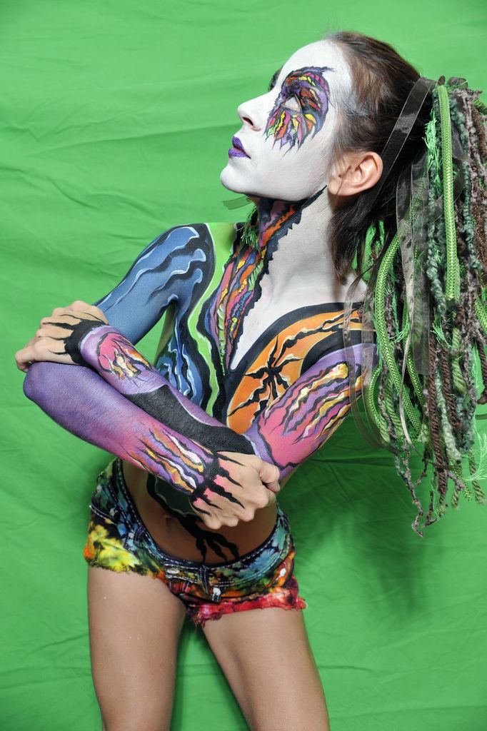 Female model photo shoot of Body Paint Girl in Atlanta, body painted by LYNN COLE BODY ART