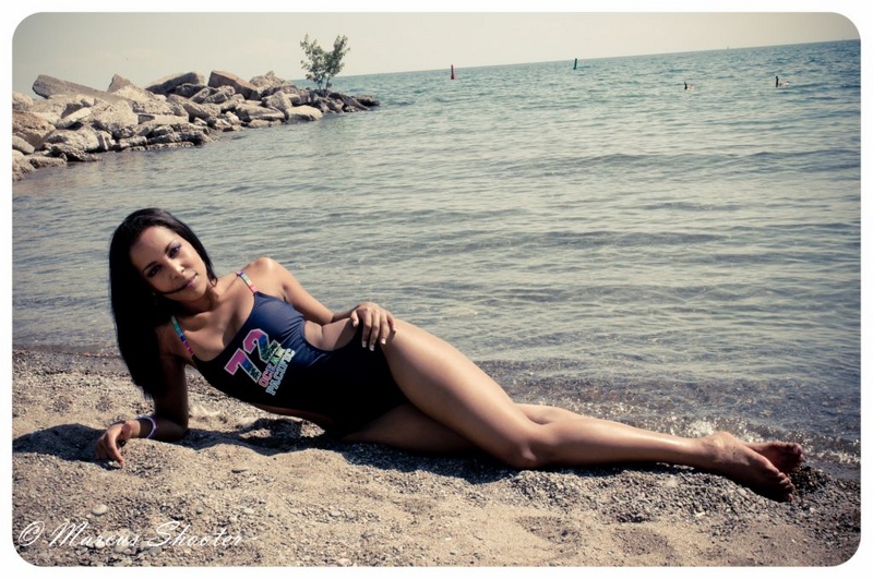 Female model photo shoot of Miss Saraah Chopra by Marcus Shooter in Kew Gardens Beach, Toronto, ON