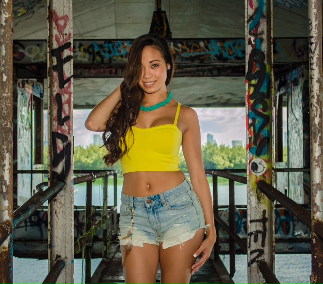 Female model photo shoot of LeeCamille in Miami Marine Stadium