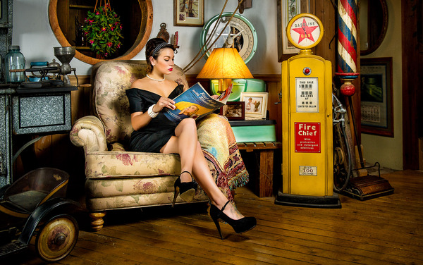 Female model photo shoot of Bianca Bewley by R Heihn Photography in Reiff's Antique Gas Station