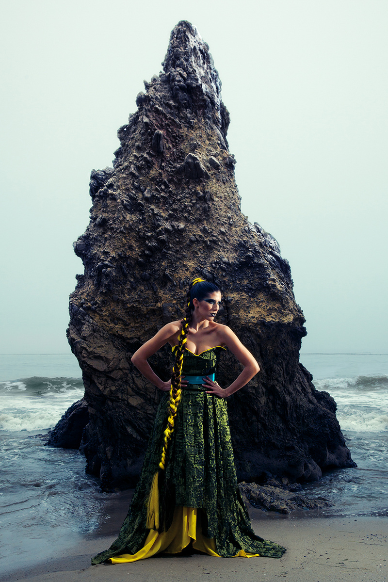 Female model photo shoot of Chelsi Ross by Adam Moffatt in Malibu, CA, clothing designed by Victoria  Bramwell