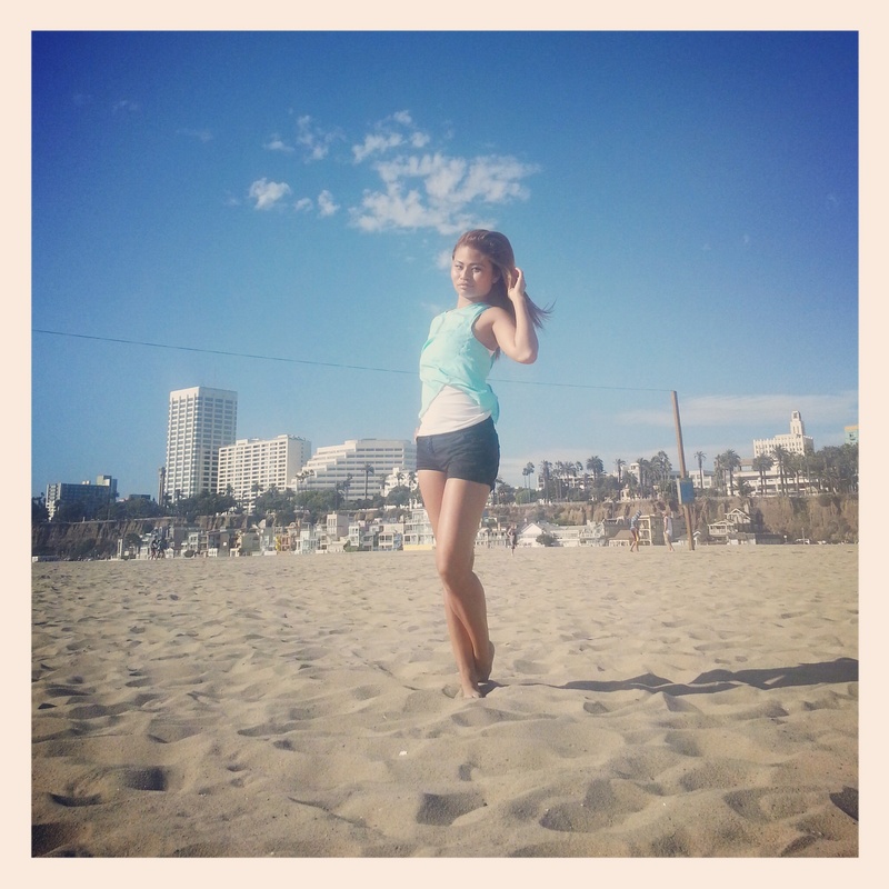 Female model photo shoot of JANE in santa Monica beach California