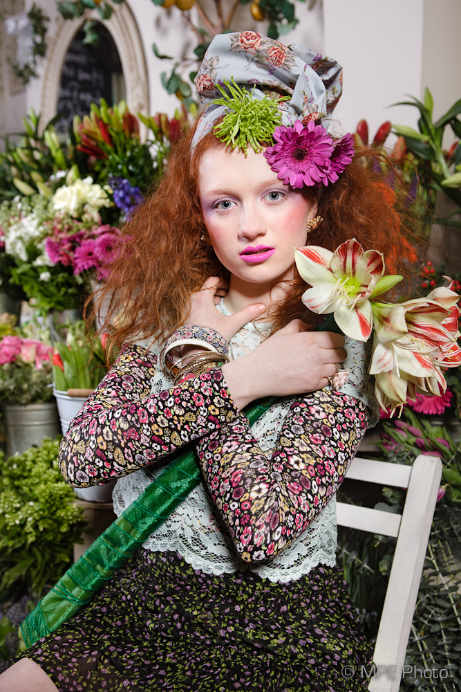 Female model photo shoot of Sophie Bird in London - Florists