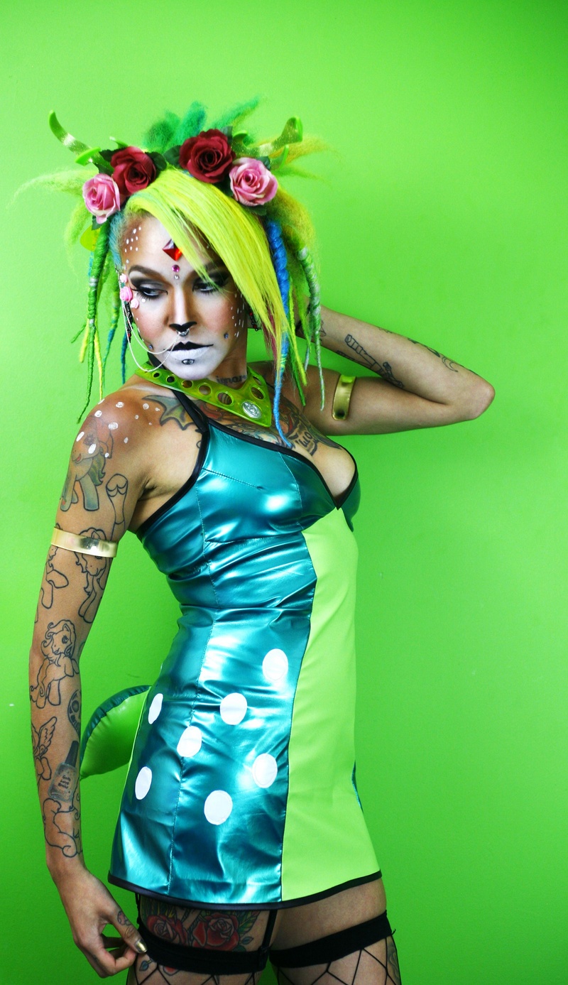 Female model photo shoot of Bubble Fusion and CorpseEsproc, clothing designed by Bubble Fusion
