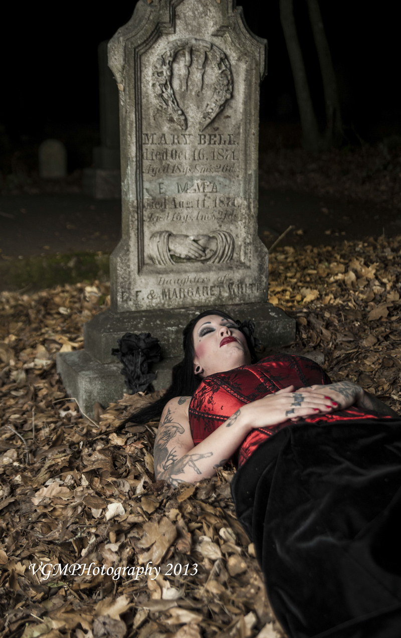 Male and Female model photo shoot of VGMPhotography and Foxy Lady Luck in Santa Rosa Rural Cemetery 