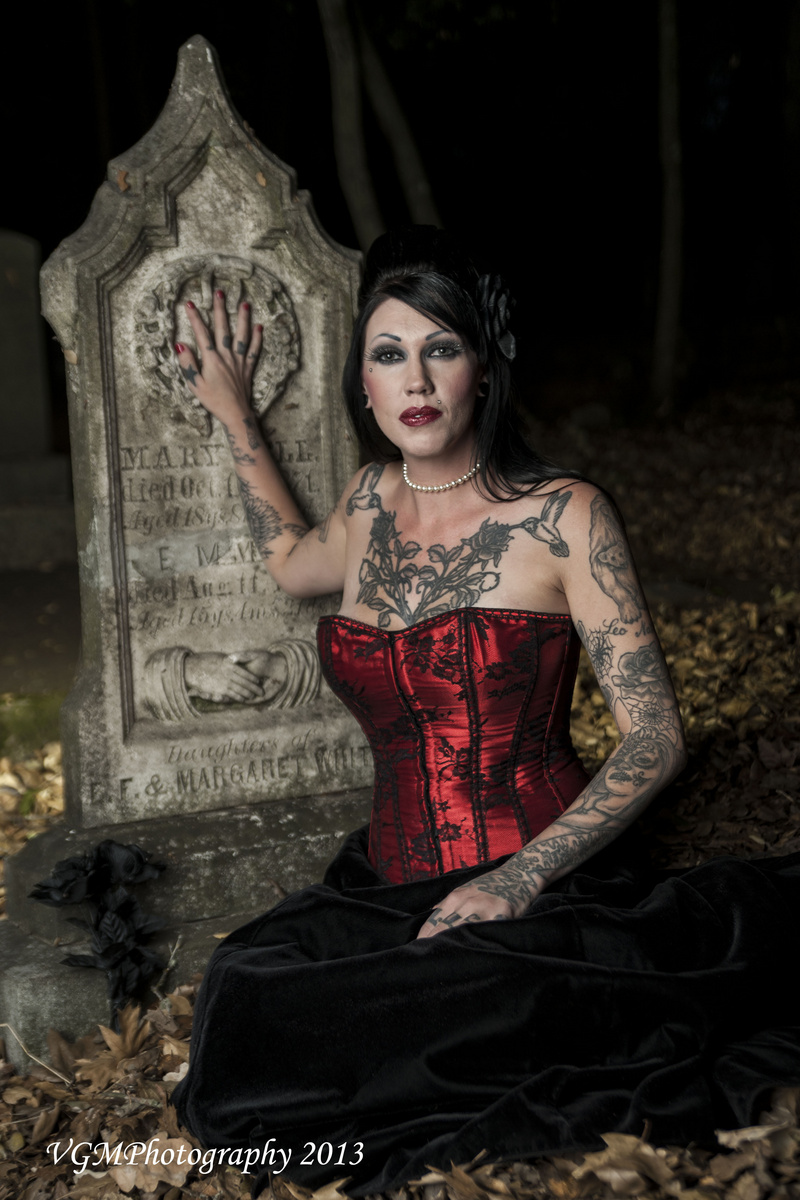 Male and Female model photo shoot of VGMPhotography and Foxy Lady Luck in Santa Rosa Rural Cemetery