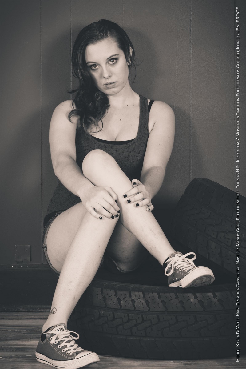 Female model photo shoot of Kayla DeVries in Shooting Star Studios, St. Charles, IL.