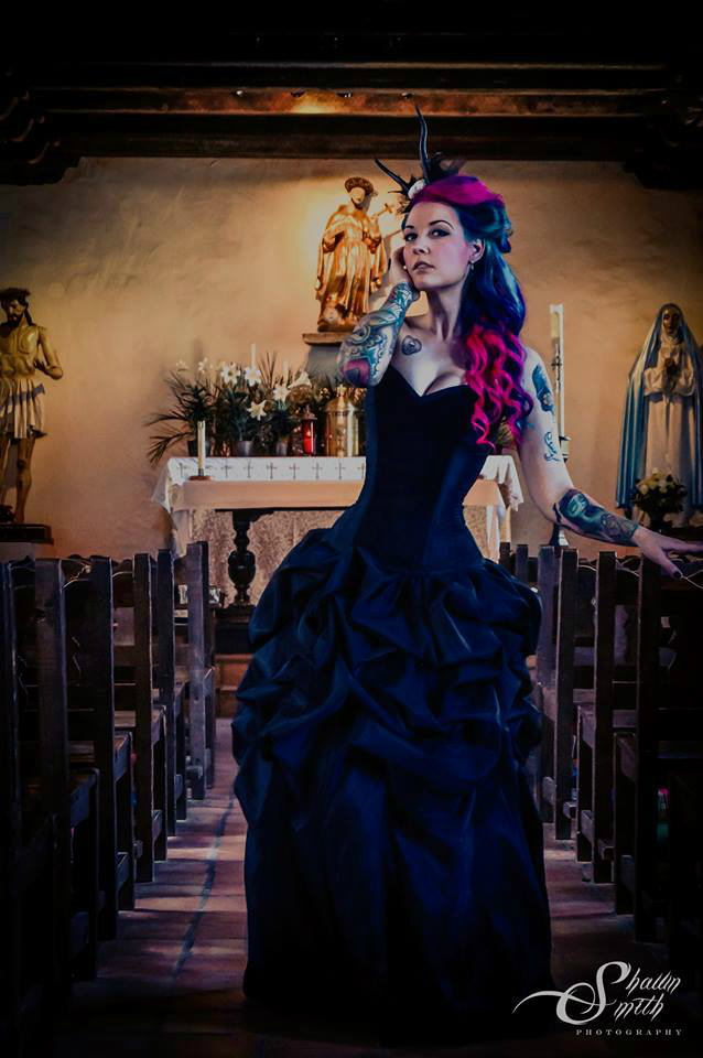 Female model photo shoot of Suzi Rubbish by Shawn Smith Photography in San Francisco De La Espada, clothing designed by Crypt Keeper Creations