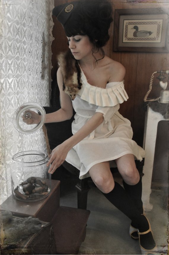 Female model photo shoot of Altar New Orleans in https://www.etsy.com/listing/48767327/linen-dress-with-victorian-pleated?ref=shop_home_active