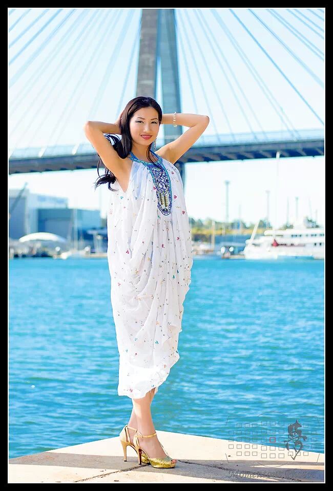 Female model photo shoot of Lena Ge in Sydney Bridge
