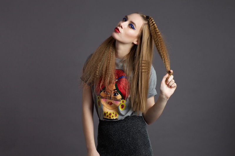 Female model photo shoot of Xenia hairstylist