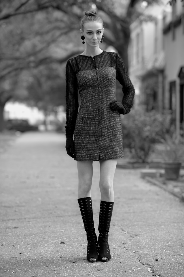 Female model photo shoot of Delmonicole Clothing