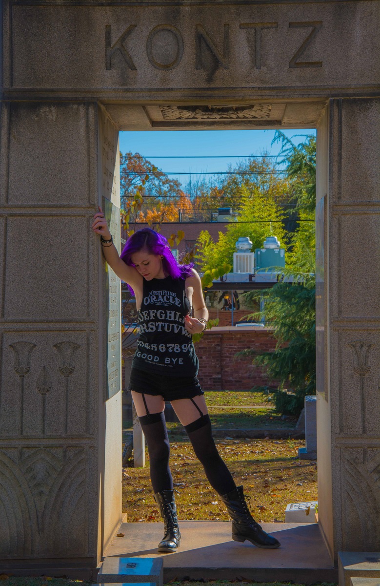 Male model photo shoot of WizardlyPhotography in Oakland Cemetery