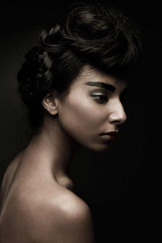 Female model photo shoot of Shazmin Hussein by -Fred-, makeup by Liz Dungate