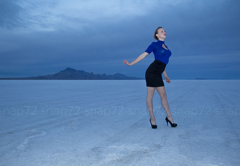 Male and Female model photo shoot of Snap72 and Rainey Tadehara in Bonneville Salt Flats