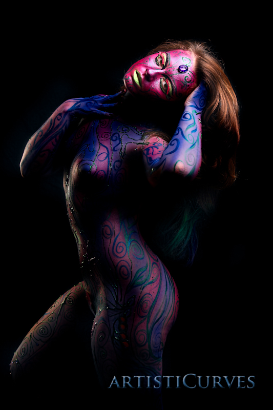 Male and Female model photo shoot of AC Bodypainter and Jade Angel by ArtistiCurves  in Hespeler
