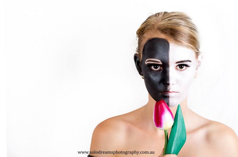 Female model photo shoot of Maria Koster Makeup