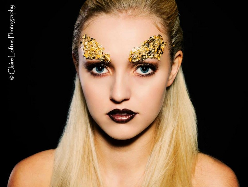 Female model photo shoot of MakeupByElysa in contrast studio