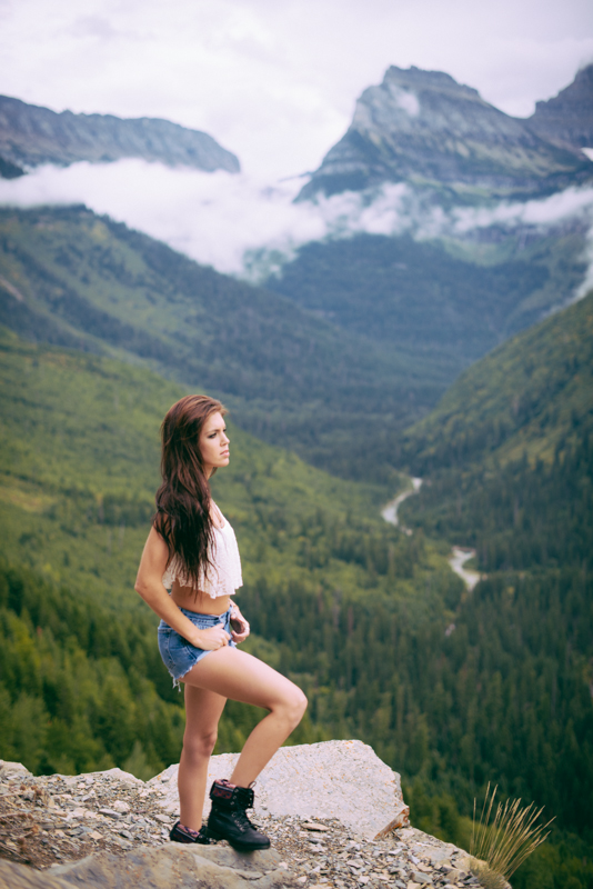 Female model photo shoot of Shannon Rosan in Glacier National Park, Montana