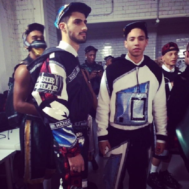Male model photo shoot of SimonWebsterHair in men's Fashion Week: The London Collections - Nasir Mazhar AW201