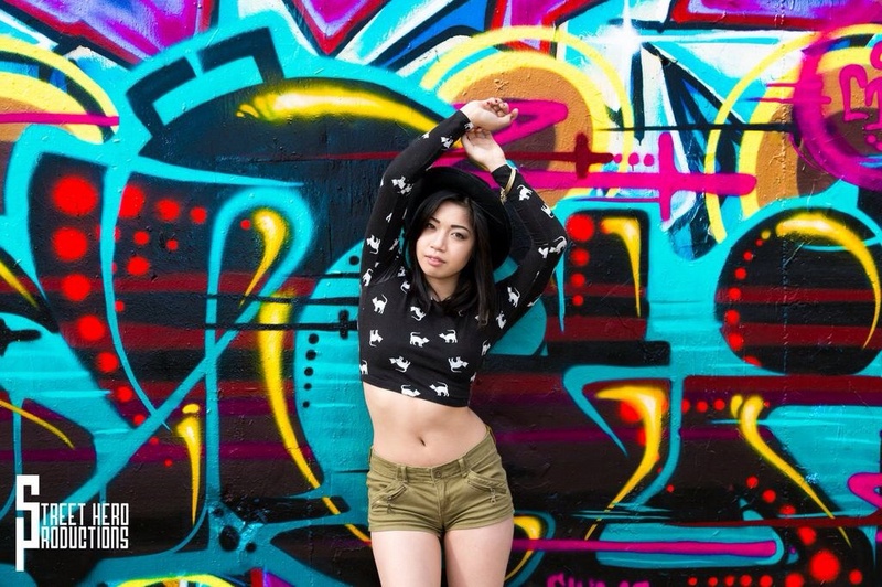 Female model photo shoot of Mary Linh by Vinny N in Austin, TX Wall of Graffiti