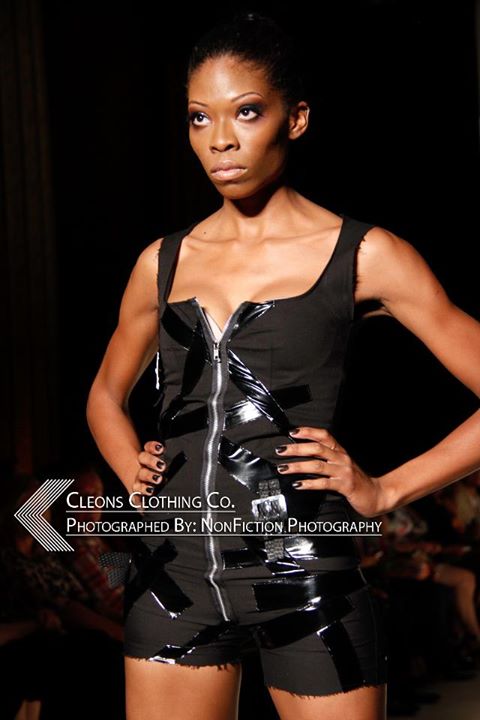 Female model photo shoot of KimE in NY Fashion Show: Cleons Designs