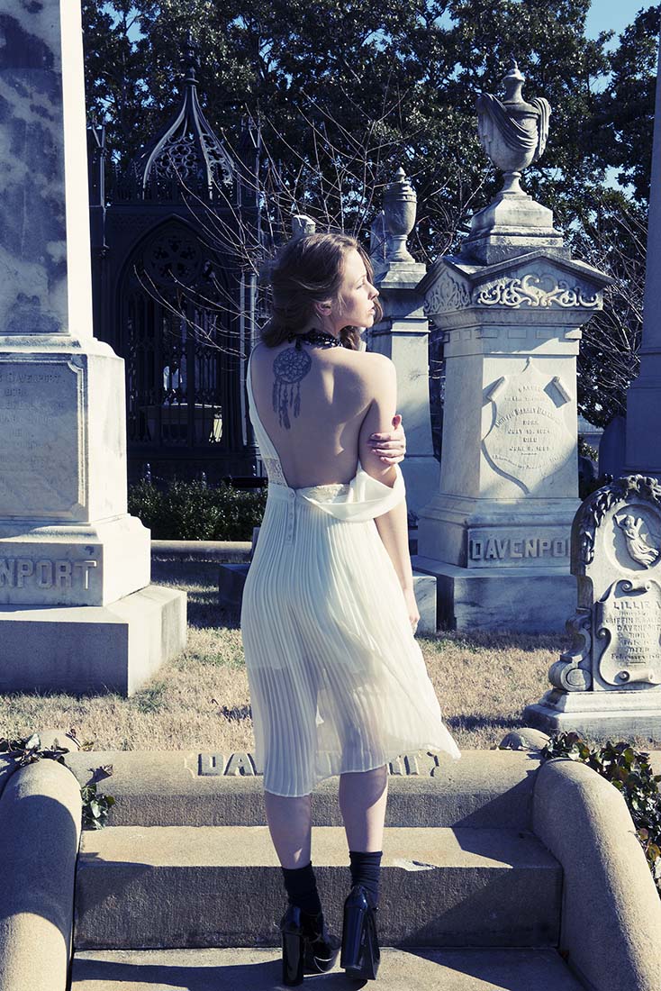 Female model photo shoot of Jenny Davis in Hollywood Cemetery