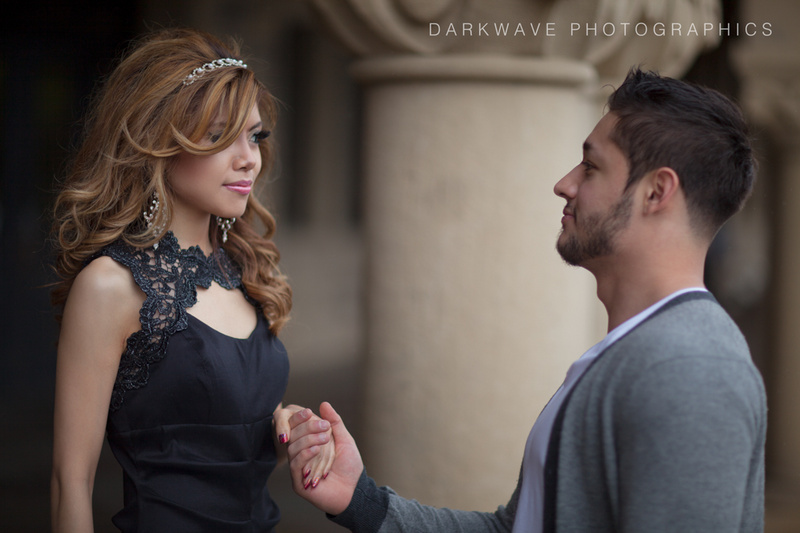 Male and Female model photo shoot of Author EJ Acosta and Empress Evangeline by Darkwave Photographics in Stanford University, Palo Alto California