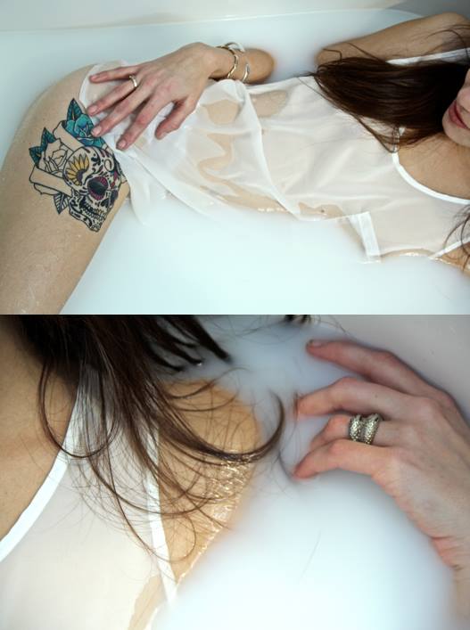 Female model photo shoot of Sarahaya Luna in bathtub