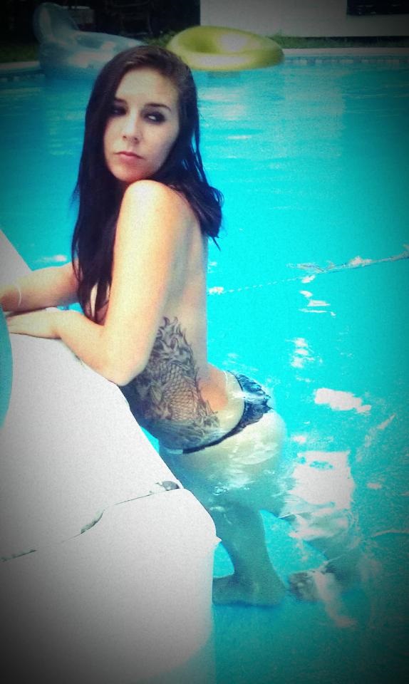 Female model photo shoot of A_Lanphear02 in My Pool :)