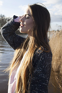 Female model photo shoot of Jade Spurling in Norfolk Broads