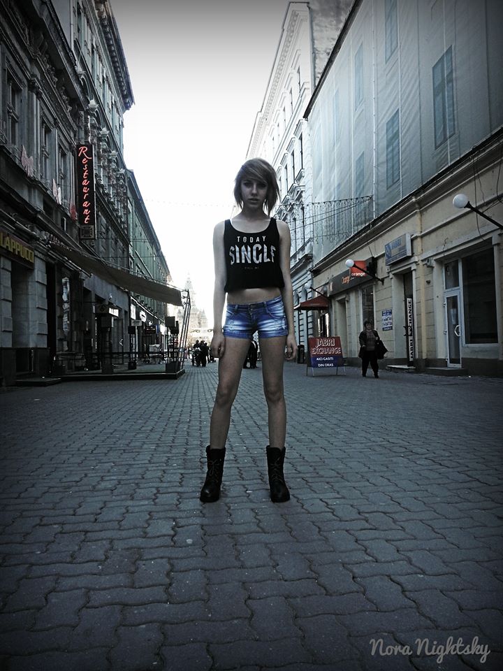 Female model photo shoot of Nora Nightsky in Timisoara,Romania,Downtown