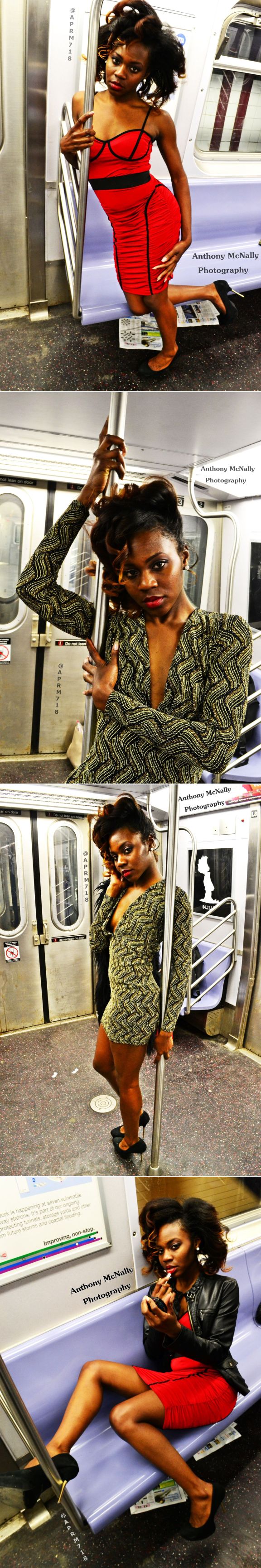 Male and Female model photo shoot of Anthony McNally  and TaijahShanee in NYC Train