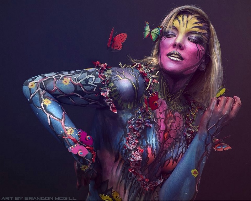 Female model photo shoot of miss amanda faye, body painted by Art By Brandon McGill