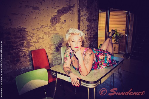 Female model photo shoot of Miss Rikki-Lee  in garage bar