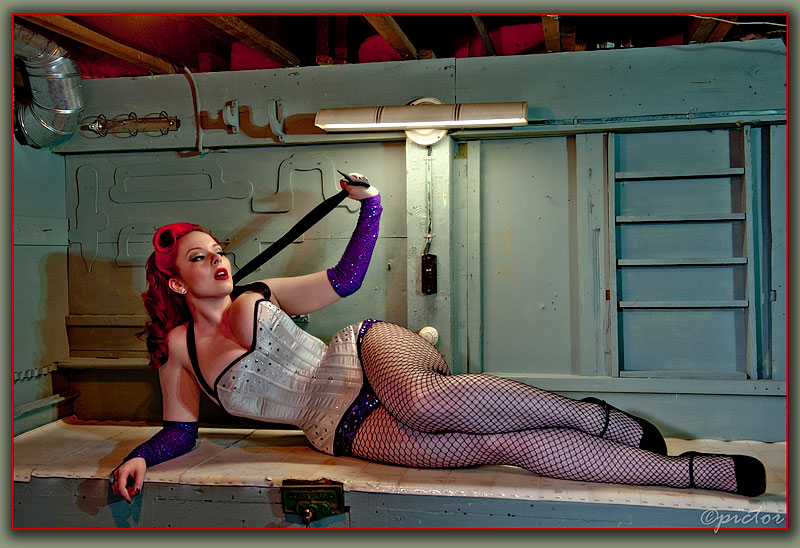 Female model photo shoot of Lucky Lamour by Pictor, clothing designed by Sweet Carousel Corsetry