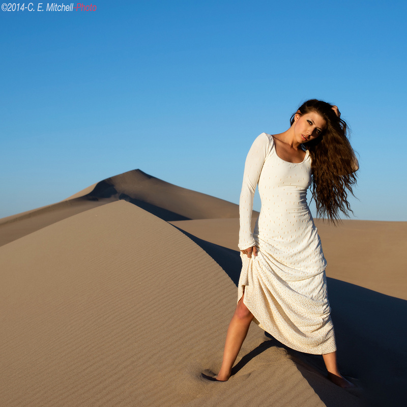 Male and Female model photo shoot of C E  Mitchell Photo and Gina Barone  in Armagoas dunes, Nevada